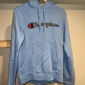 light blue champion hoodie